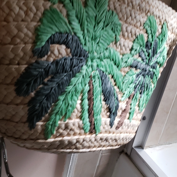 NEW Green And Cream Straw Handbag/Tote - Picture 2 of 12